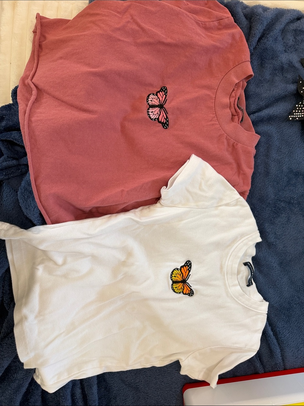 Brandy Melville Kids Butterfly Tee Set - Pink & White